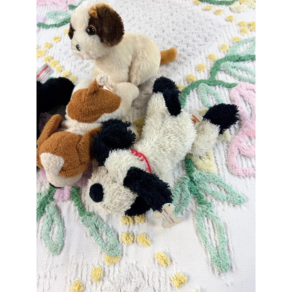 Plushland March of Dimes Puppy Dog Bean Bag Plush Set of 4 Black Brown White